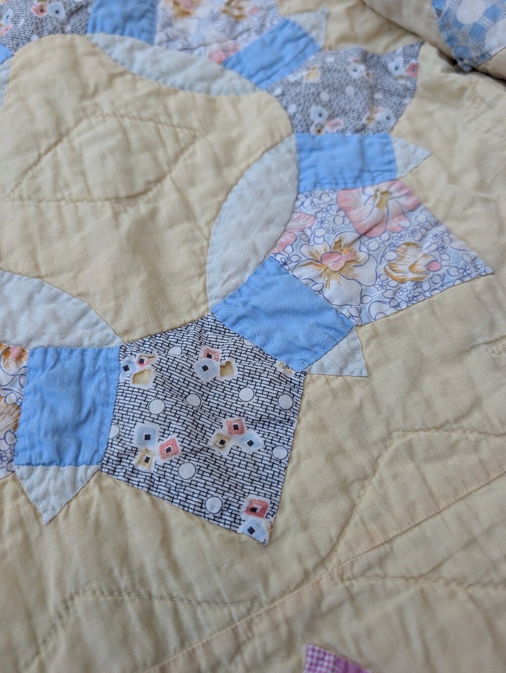 VINTAGE QUILT PANTS feedsack patchwork upcycled S - Picture 12 of 16